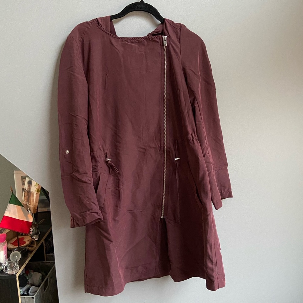 -Divided H&M- Long Maroon Rain Coat